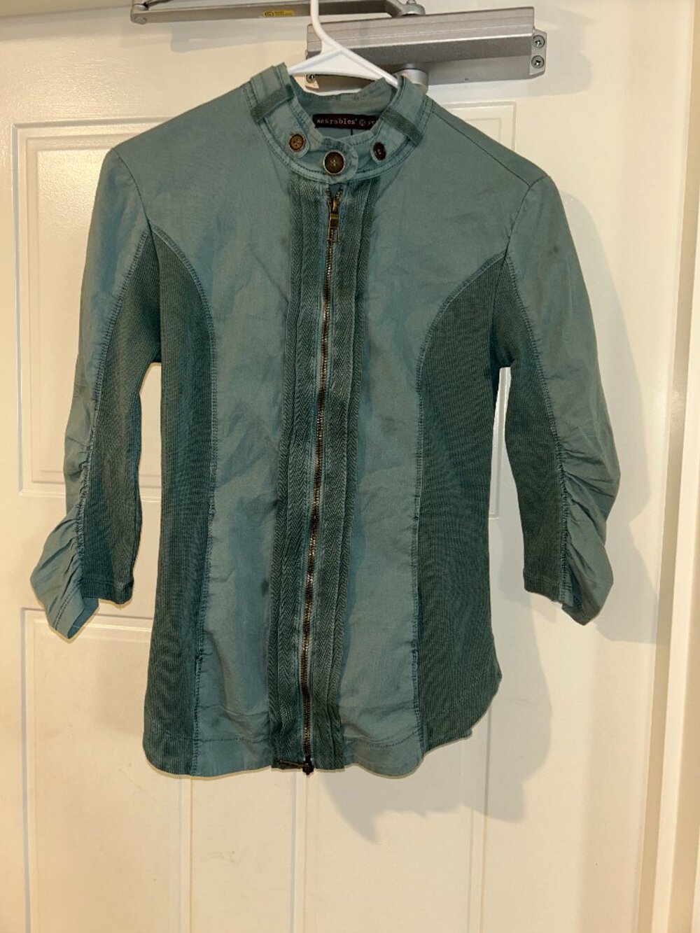 Zip-up Jacket with Cinched Sleeves